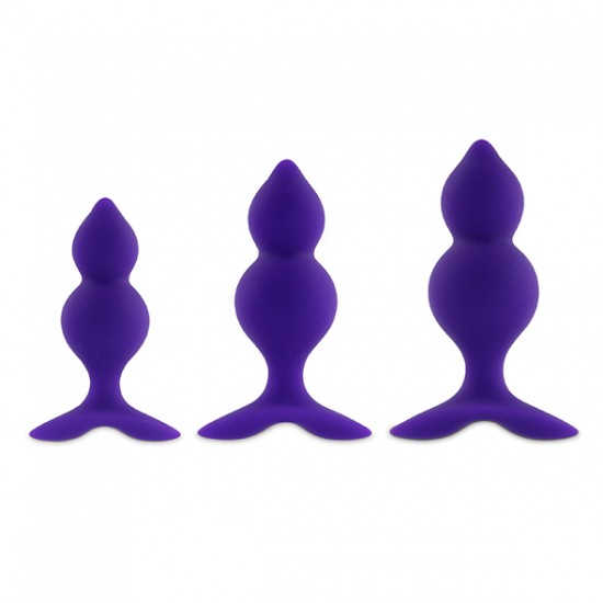 bibi twin butt plug set 3 pcs purple  feelztoys 